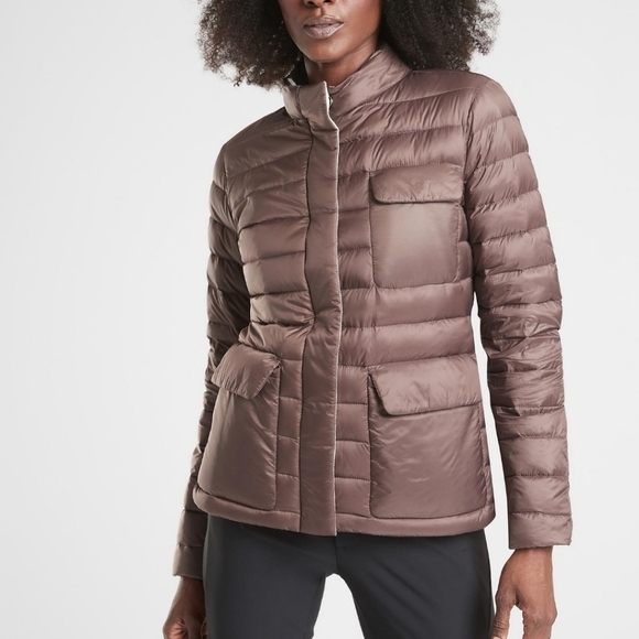 NWT Athleta Reversible Downfilled Jacket with Detachable Hood Rose/Off W… - Picture 1 of 10